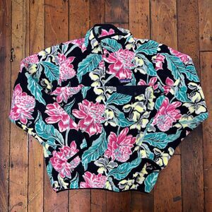 Patagonia Synchilla Snap-T Pullover Floral Flower Sweatshirt Women's Medium